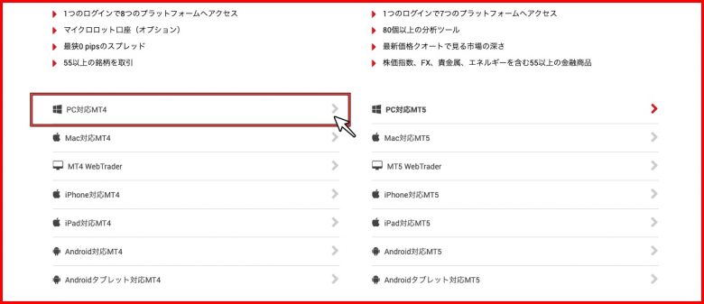 PC対応MT4ダウンロード